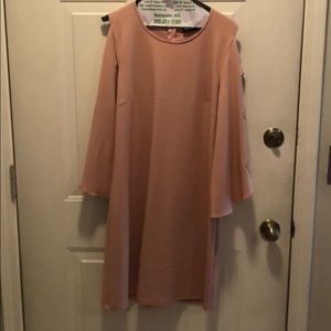 Mauve pink dress with bow detail on sleeve